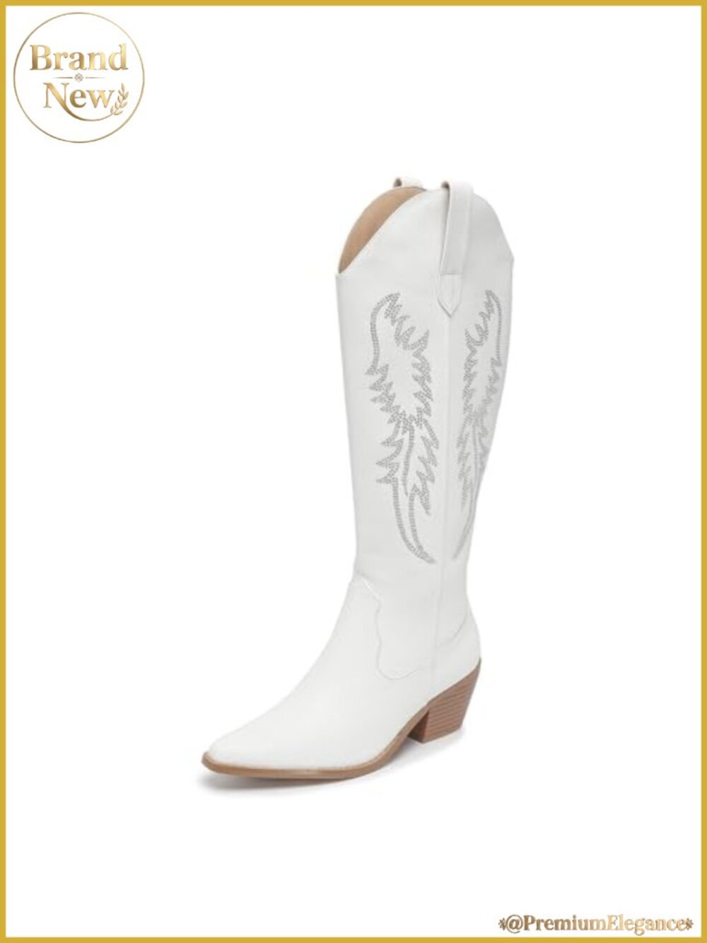 Women's Pointed Toe Knee-High Western Cowboy Boots Pull On Zipper